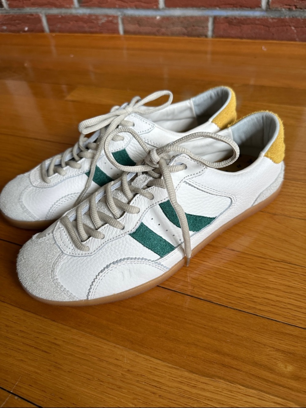 Coolway White Sneakers with Green Stripe and Yellow Heel Size 42